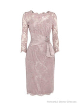 Three Quarter Pink Short Mother of Bride Dress